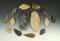 Group of 12 assorted Ohio arrowheads and 2 large Blades. Largest is 5