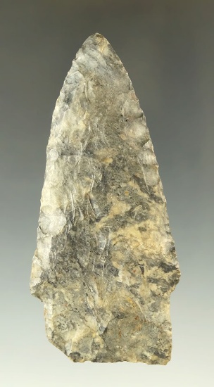 Large 3 1/2" wide base Paleo Stemmed Lance made from beautiful Coshocton Flint, found in Ohio.