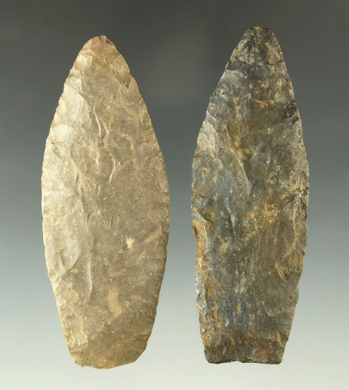 Pair of Paleo Lanceolate points found in Ohio, largest is 3 3/16".