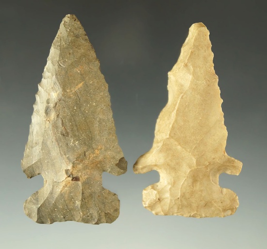 Pair of Archaic Thebes Bevels found in Ohio, largest is 2 3/4".