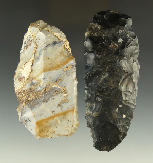 Pair of Flint Blades found in Noble and Fayette Co.,'s Ohio, largest is 4 1/8".