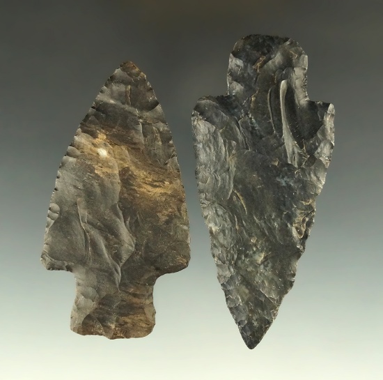 Pair of Coshocton Flint Late Adena Knives, largest is 3 1/2".