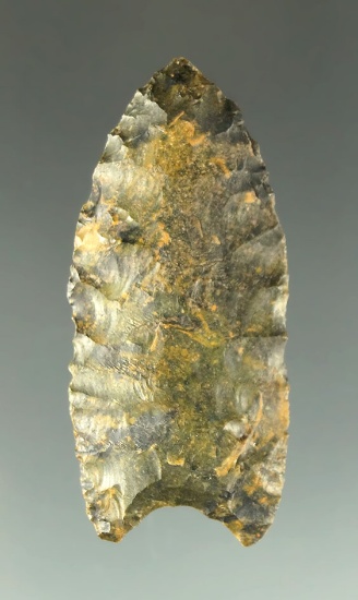 Beautifully patinated Coshocton Flint Paleo Dart Point found in Ohio that is 1 13/16" long.