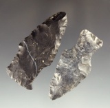 Pair of nice Ohio points made from Coshocton Flint including an Ashtabula and a Paleo Lance.