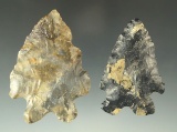 Pair of MacCorkle Bifurcates found in Ohio made from Coshocton Flint. Largest is 2 1/2