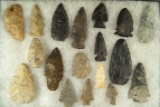 Nice group of assorted Ohio arrowheads and Knives, largest is 3 3/16