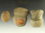 Set of three stone artifacts including a 3 1/16