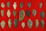 Group of 19 Flint artifacts and one Bannerstone Wing found in Ohio. Largest is 2 3/4