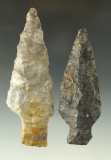 Pair of Ashtabula points made from Upper Mercer Flint found in Ohio, largest is 4