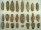Large cache of assorted late Paleo Argillite points found west of Monroe, Michigan. Pictured!