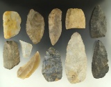 Group of assorted Flint Blades found in Ohio. Largest is 4 and 7/8