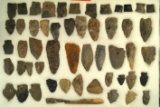 Large group of Flint artifacts collected in 1967 from the East Steubenville site.  Ex. Howard Bell.