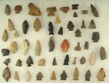 Large group of assorted field found Flint arrowheads - Richmond OH between 1969-1989. Ex. Bell.