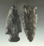 Pair of Coshocton Flint Knives found in Ohio, largest is 3 3/16