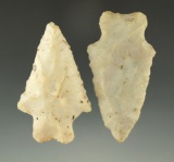 Pair of Flint Ridge Flint Heavy Duty points found in Ohio, largest is 2 3/8