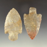 Nice pair of Flint Ridge Flint Adena points, largest is 2 7/8