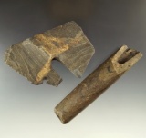 Pair of damaged slate artifacts that make excellent study pieces! See full description!