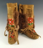 Pair of contemporary beaded moccasins/boots in excellent condition.