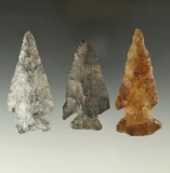 Set of three Archaic Flint Knives found in Ohio, largest is 3