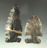 Pair of Archaic Sidenotch Points made from Coshocton Flint in nice condition. Largest is 3 11/16