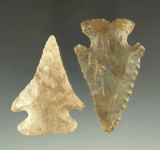 Pair of Archaic Bevels found in Ohio, largest is 2 5/16