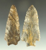 Pair of transitional Paleo Stemmed Dart Points, largest is 2 5/8