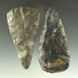 Pair of Coshocton Flint Blades found in Delaware and Marion counties Ohio. Largest is 3 3/8