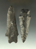 Pair of Coshocton Flint Heavy-Duty points found in Ohio, largest is 3 1/16