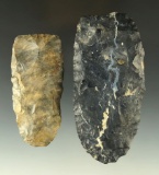 Pair of Archaic Flint Blades found in Ohio in good condition. Largest is 4 1/8