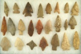 Set of 24 assorted Midwestern arrowheads, largest is 2 1/2