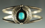 Nicely crafted vintage sterling silver and turquoise bracelet from the Southwestern U. S.