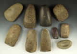 Nice set of 10 assorted stone artifacts. All found in Ohio.
