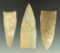 Set of three Triangular Blades found in Texas, largest is 3 3/16