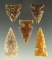 Set of five North Dakota arrowheads made from attractive material in good condition.