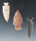 Set of three nicely flaked arrowheads found in the Western U. S. Largest is 1 15/16