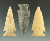 3 nice Ensor points found in Texas from the collection of Wallace Culpepper & James Ferrell .