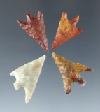 Set of four Gunther arrowheads found in northern California and southern Oregon.