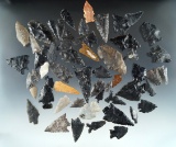 Large group of 55 assorted Nevada arrowheads, most have some type of damage.