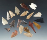 Set of 20 assorted arrowheads found in the Western U. S. Largest is 1 7/16