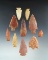 Group of 10 assorted arrowheads from various locations, largest is 2 1/2