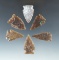 Set of six assorted arrowheads found in the Dakotas, most are Knife  River Flint. Largest is 1 9/16