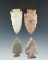 Set of four midwestern arrowheads, largest is 2 3/8
