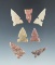 Set of seven Texas sidenotch points, all in very good condition made from quality materials.