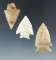 Set of three Midwestern arrowheads, largest is 2 13/16