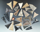 Large group of triangular arrowheads found in Ohio, largest is 1 7/8