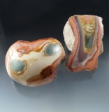 Beautiful pair of polished Jasper that are exceptionally colorful, largest is 3