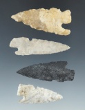 Group of four Charcos points found in Los Pampas, Mexico collected by Kaye Don Bruce. e.