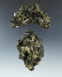 Pair of beautiful dark green Epodote crystals largest is 3