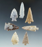 Set of seven Western arrowheads, largest is 1 1/2