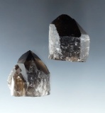 Pair of Smoky Quartz crystal terminators that are naturally shaped found in Brazil.